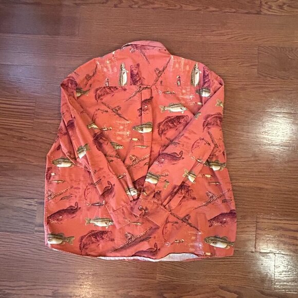 North River Catch of the Day Orange Fish Button Down Size XXL Catfish Lures GORP - Picture 9 of 11